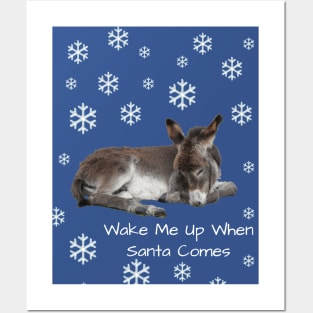 Cute Donkey Foal Christmas Posters and Art